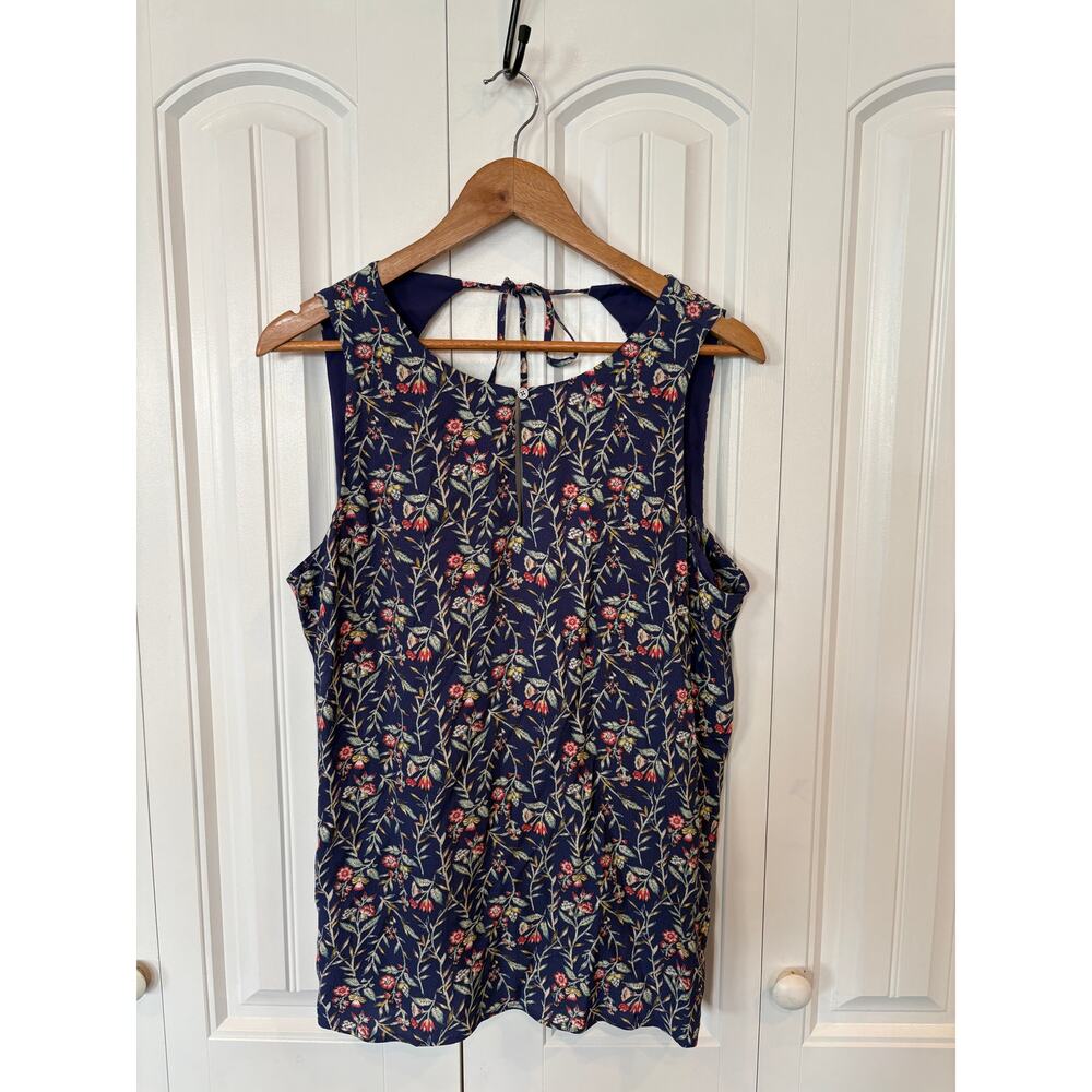 Loft Blue Floral Tie‎ Back Tank Top Size Large